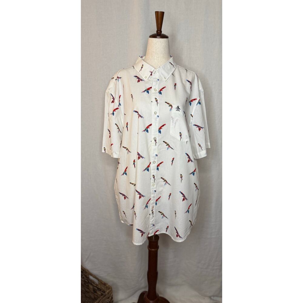 Original Penguin Men’s White Parrot Print Short Sleeve Button Down Shirt
XXL
